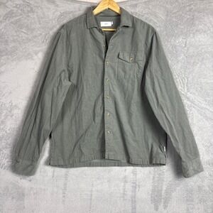 Anthropologie Onia Cotton Corduroy Button Down Shirt Green Long Sleeve Large
